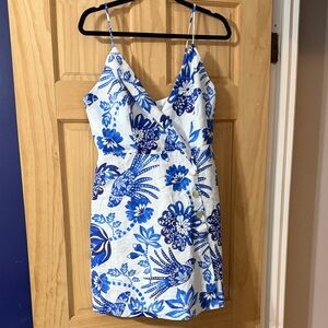 FARM Rio Blue and White Floral Mini Dress